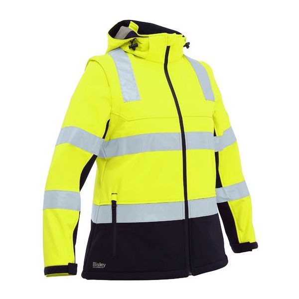 Bisley Womens Taped Two Tone Hi Vis 3 In 1 Soft Shell Jacket (BJL6078T) - Ace Workwear