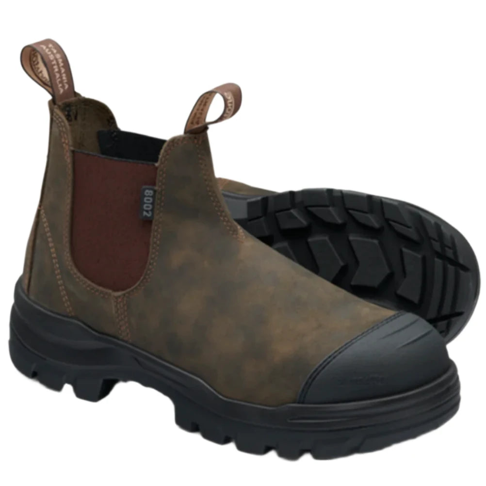 Blundstone Rotoflex Rustic Brown Water Resistant Nubuck Elastic Side Steel Cap Safety Boots (8002) (Pre Order) - Ace Workwear