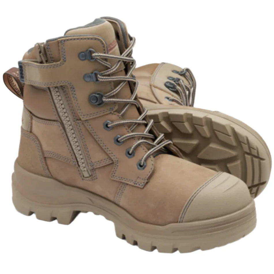 Blundstone Rotoflex Stone Water Resistant Nubuck 150mm Zip Sided Steel Cap Safety Boot (8063) (Pre Order) - Ace Workwear