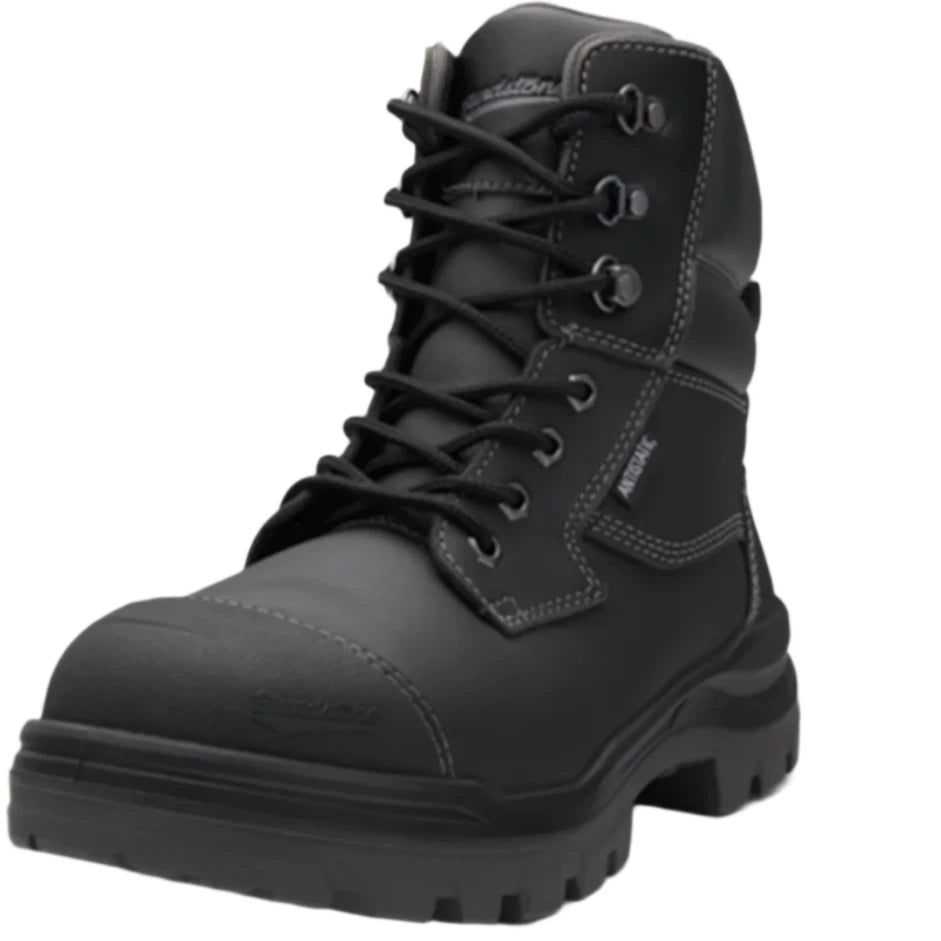 Blundstone Rotoflex Black Water Resistant Platinum Leather 150mm Zip Sided Steel Cap Safety Boot (8071) (Pre Order) - Ace Workwear