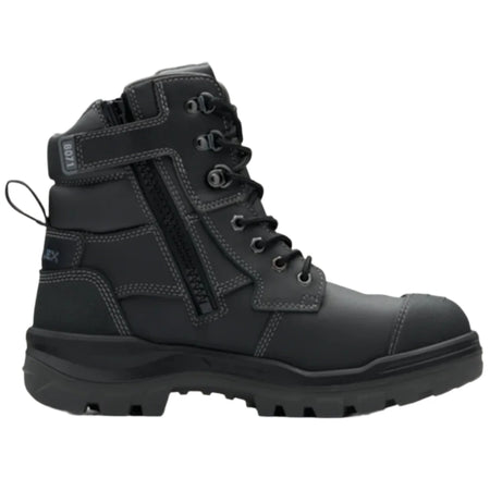 Blundstone Rotoflex Black Water Resistant Platinum Leather 150mm Zip Sided Steel Cap Safety Boot (8071) (Pre Order) - Ace Workwear