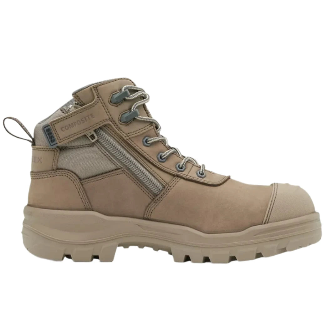 Blundstone Rotoflex Stone Water Resistant Nubuck 135mm Zip Sided Steel Cap Safety Boot (8553) (Pre Order) - Ace Workwear