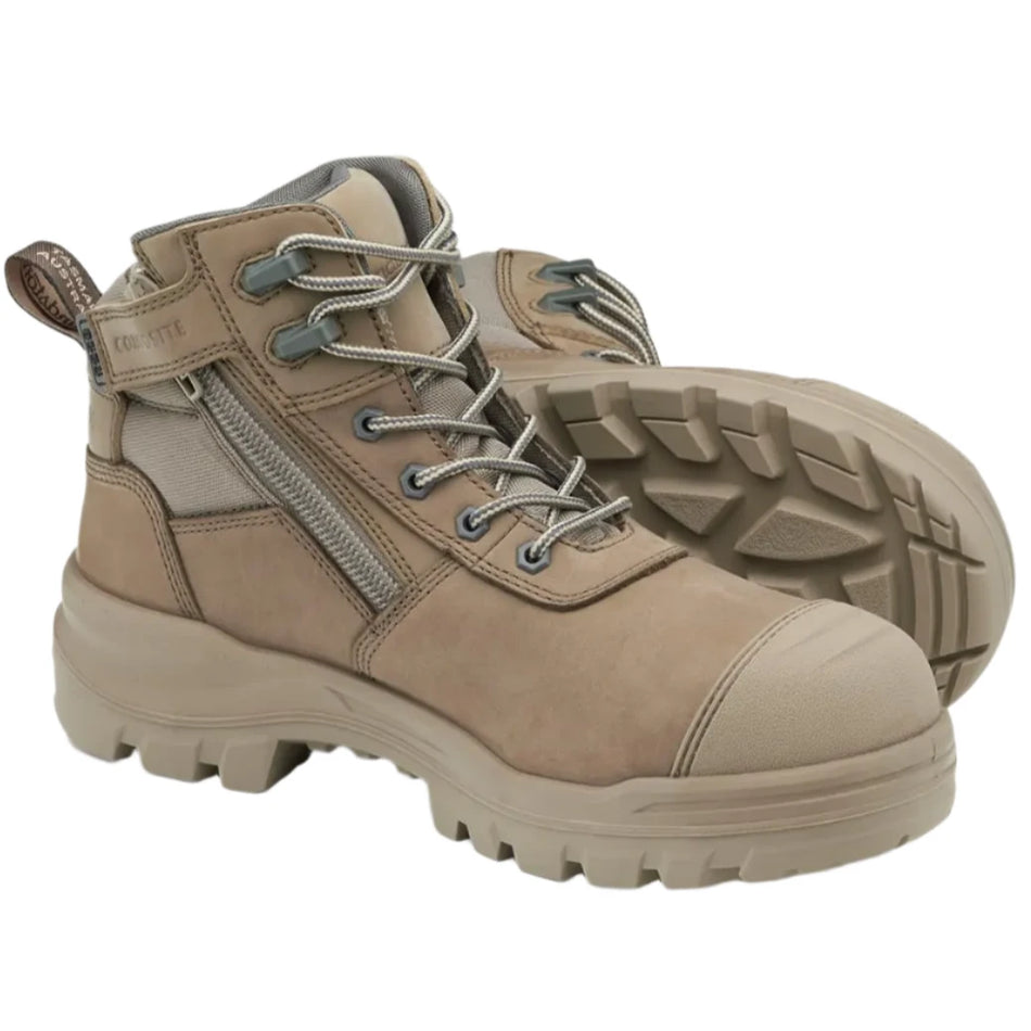 Blundstone Rotoflex Stone Water Resistant Nubuck 135mm Zip Sided Steel Cap Safety Boot (8553) (Pre Order) - Ace Workwear