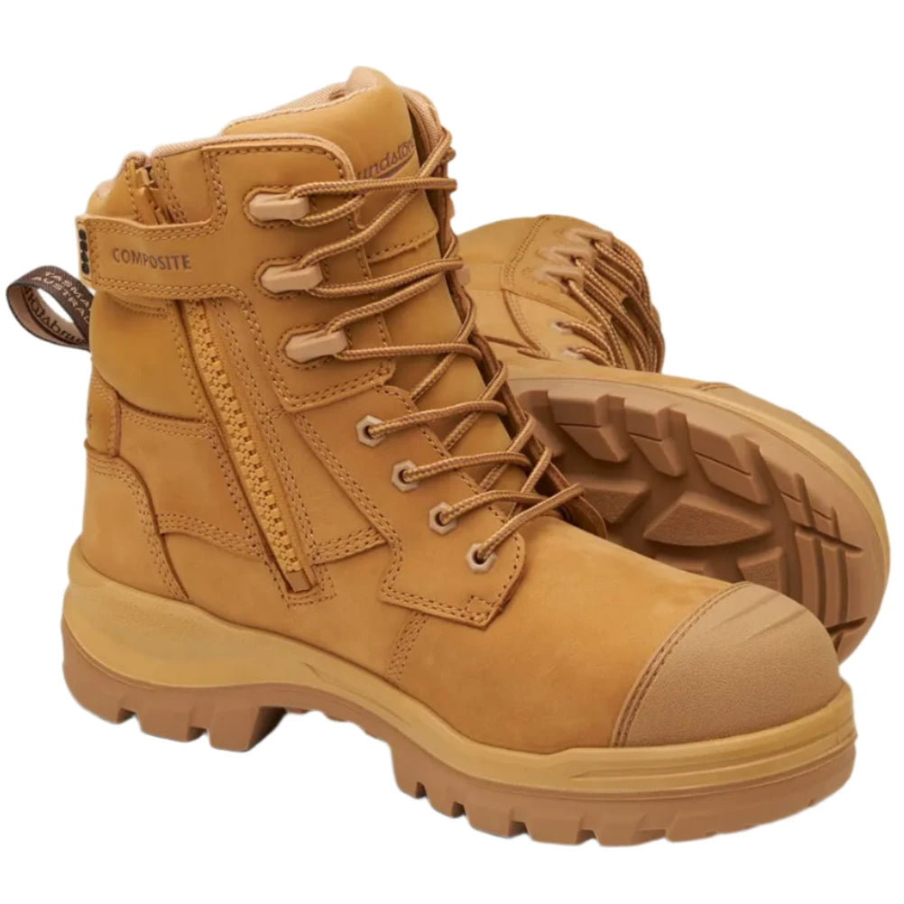 Blundstone Rotoflex Wheat Water Resistant Nubuck 150mm Zip Side Composite Toe Safety Boot (8560) (Pre Order) - Ace Workwear