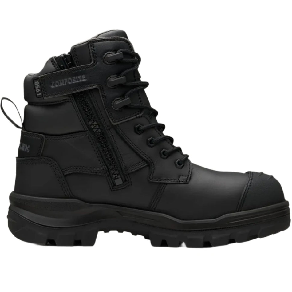 Blundstone Rotoflex Black Water Resistant Leather 150mm Zip Side Composite Toe Safety Boot (8561) (Pre Order) - Ace Workwear