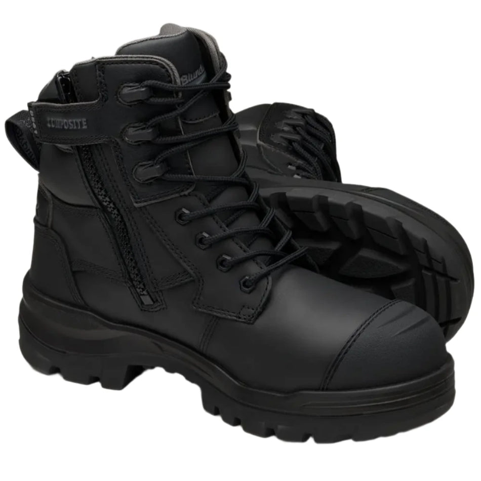 Blundstone Rotoflex Black Water Resistant Leather 150mm Zip Side Composite Toe Safety Boot (8561) (Pre Order) - Ace Workwear