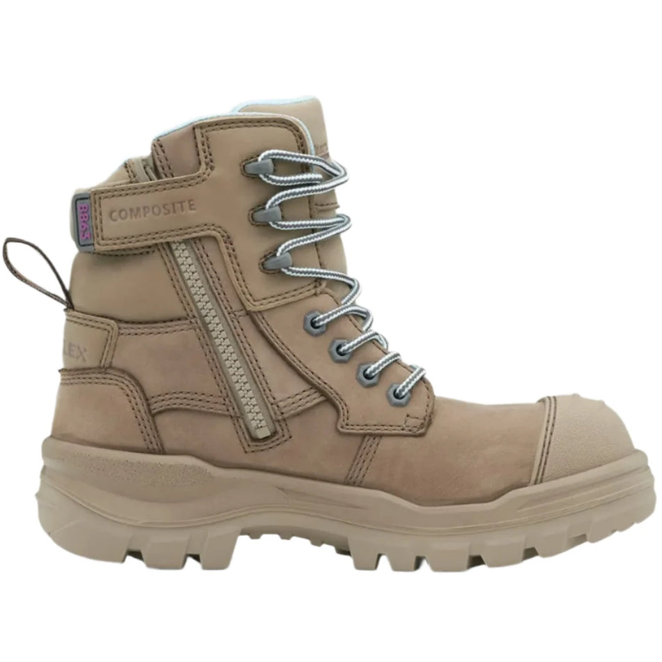 Blundstone Rotoflex Stone Water Resistant Nubuck 150mm Zip Side Composite Toe Womens Safety Boot (8863) (Pre Order) - Ace Workwear