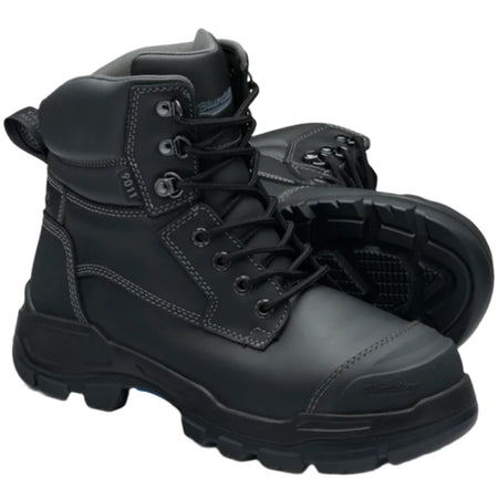 Blundstone Rotoflex Black Water Resistant Platinum Leather 150mm Lace Up Steel Toe Safety Boot (9011) (Pre Order) - Ace Workwear