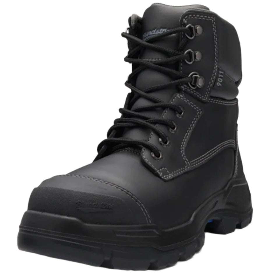 Blundstone Rotoflex Black Water Resistant Platinum Leather 150mm Lace Up Steel Toe Safety Boot (9011) (Pre Order) - Ace Workwear