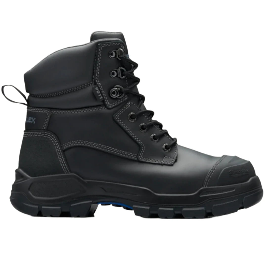 Blundstone Rotoflex Black Water Resistant Platinum Leather 150mm Lace Up Steel Toe Safety Boot (9011) (Pre Order) - Ace Workwear