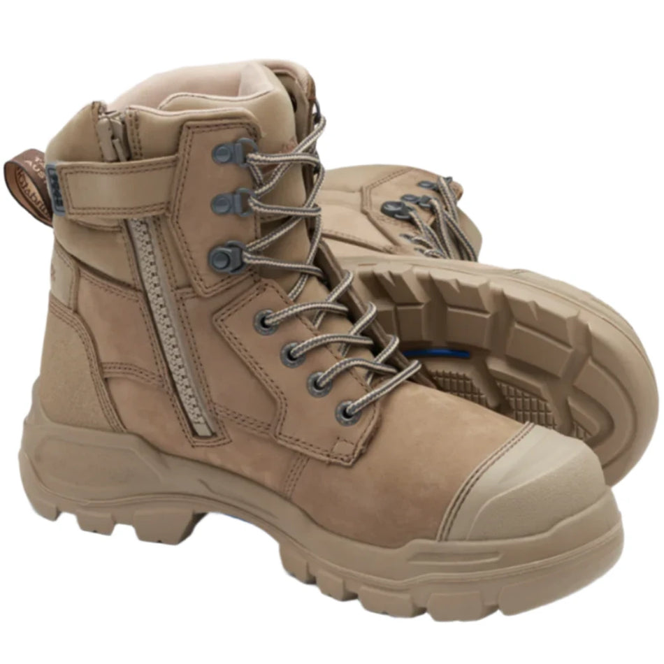 Blundstone Rotoflex Stone Water Resistant Nubuck 150mm Zip Sided Steel Cap Safety Boot (9063) (Pre Order) - Ace Workwear