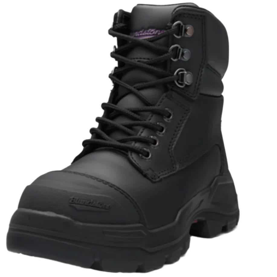 Blundstone Rotoflex Black Water Resistant Platinum Leather 150mm Zip Sided Steel Cap Women's Safety Boot (9961) (Pre Order) - Ace Workwear