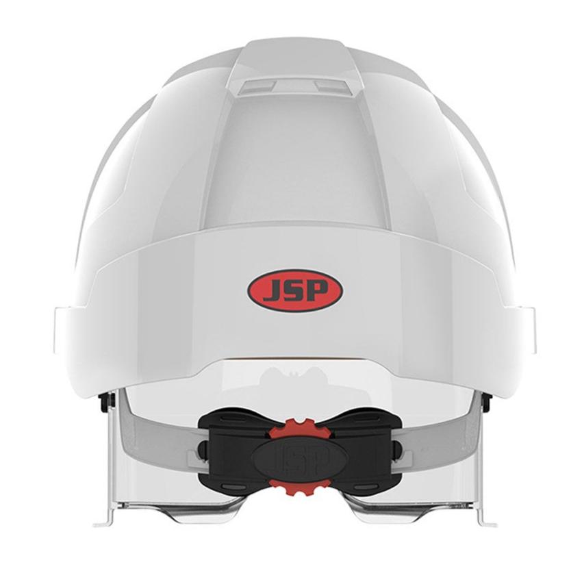 JSP Evo Vista Lens Non Vented White/Smoke Helmet - Wheel Ratchet - Clear Lens (AMA170-005-FAN) - Ace Workwear