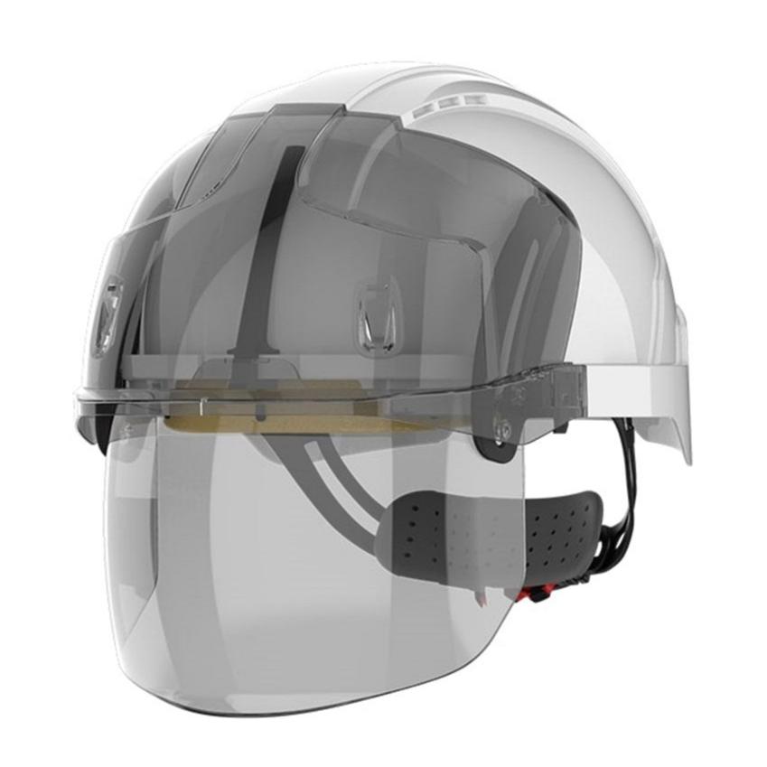 JSP Evo Vista Shield Non Vented White/Smoke Helmet - Wheel Ratchet - Clear Visor (AMC170-000-FAN) - Ace Workwear