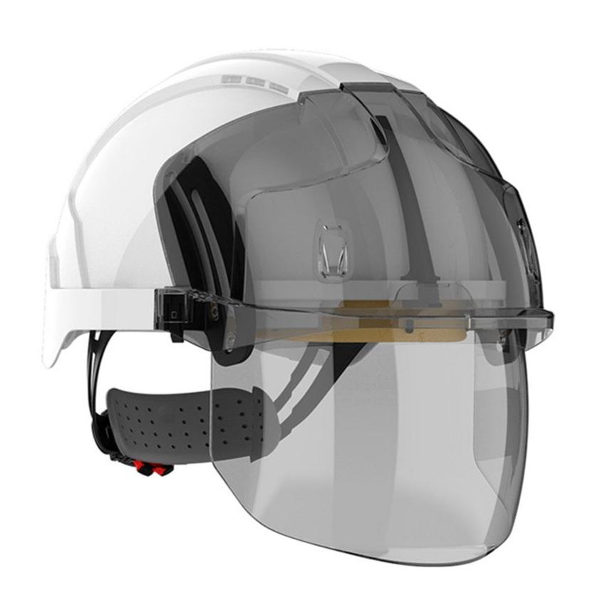 JSP Evo Vista Shield Non Vented White/Smoke Helmet - Wheel Ratchet - Clear Visor (AMC170-000-FAN) - Ace Workwear