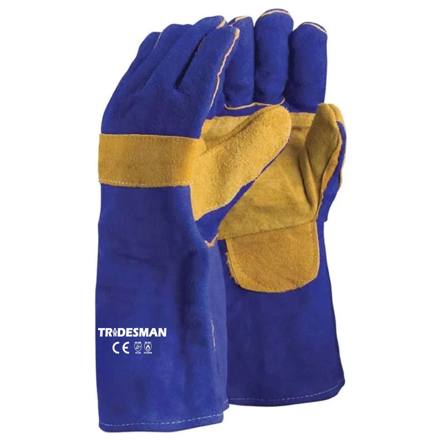 Tradesman Blue And Gold Welding Gloves (Pack of 6 Pairs) - Ace Workwear