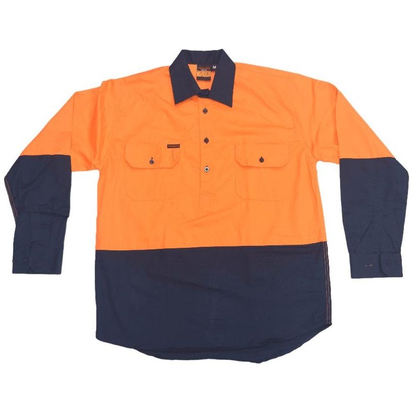 Tradesman Hi Vis Long Sleeve Closed Front Cotton Drill Shirt (CF73)