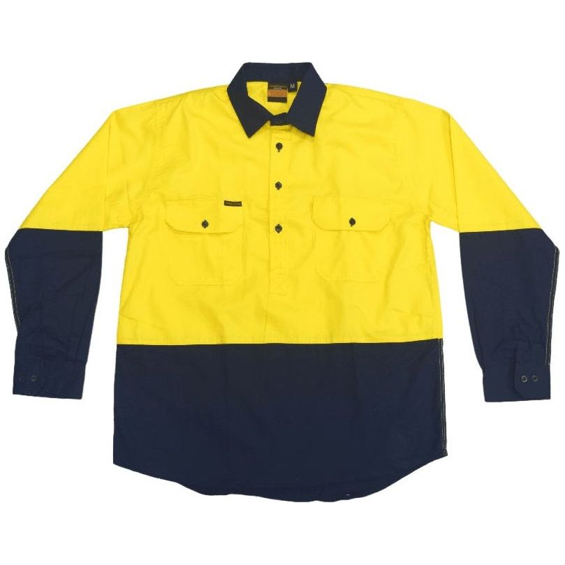 Tradesman Hi Vis Long Sleeve Closed Front Cotton Drill Shirt (CF73)