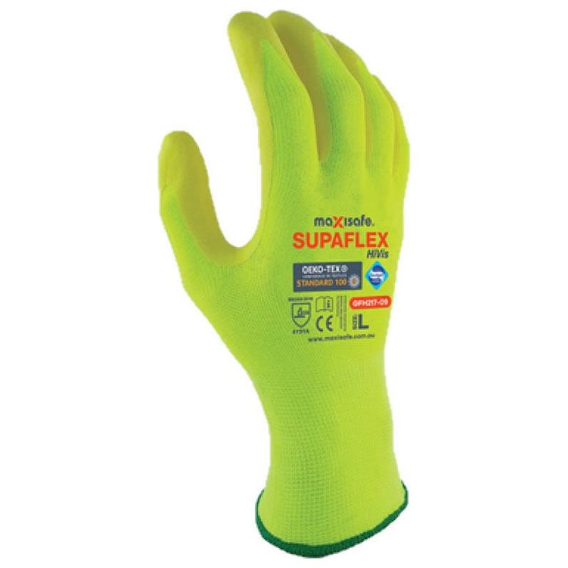 Maxisafe SupaFlex Hi-Vis Yellow Glove (Carton of 120 Pairs) (GFH217) - Ace Workwear