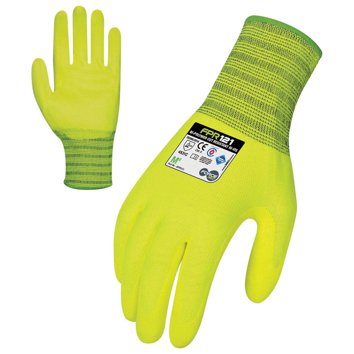 Force 360 Bi-Polymer Cut Resistant Hi-Vis Synthetics Gloves (Carton of 144 Pairs) (GFPR121) - Ace Workwear