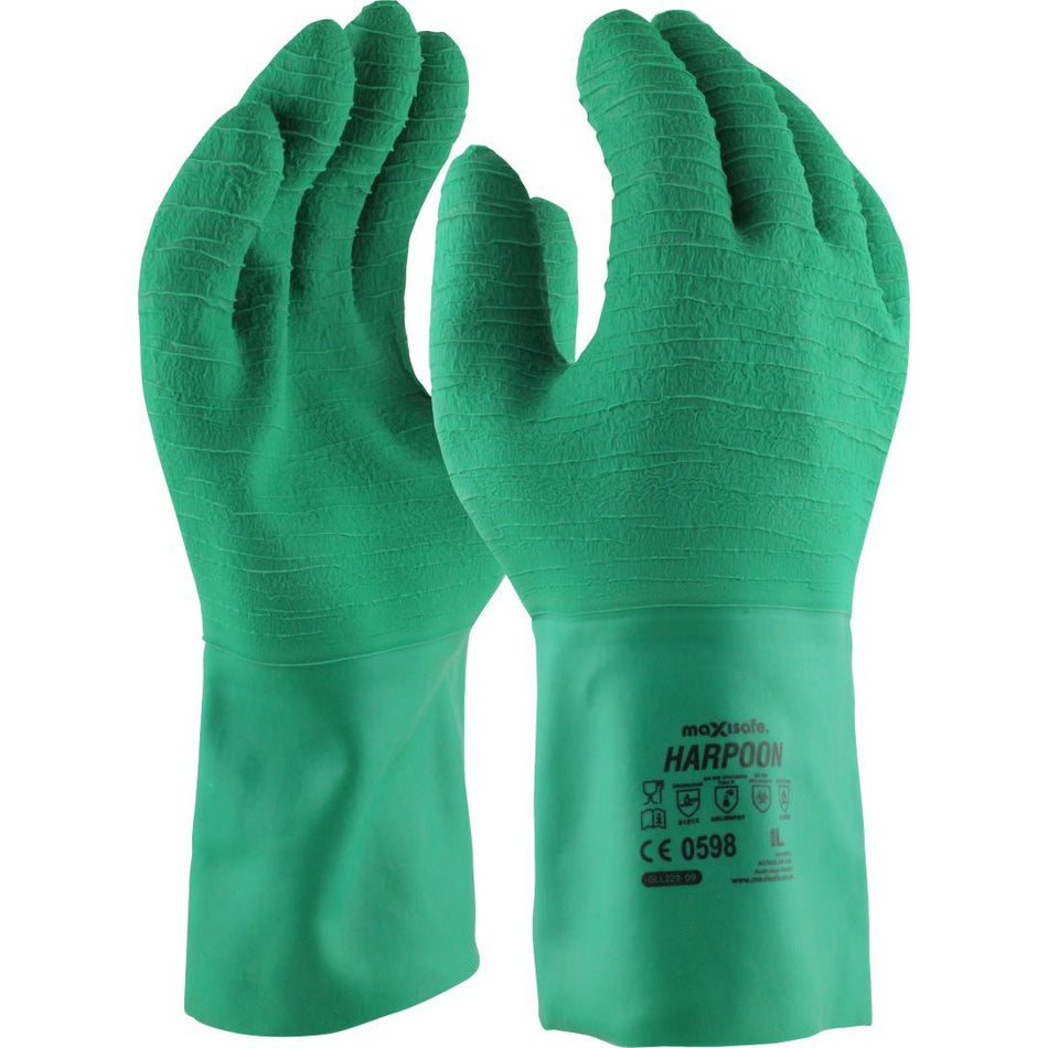 Maxisafe Harpoon Green Latex Gauntlet (Carton of 60) (GLL229) - Ace Workwear