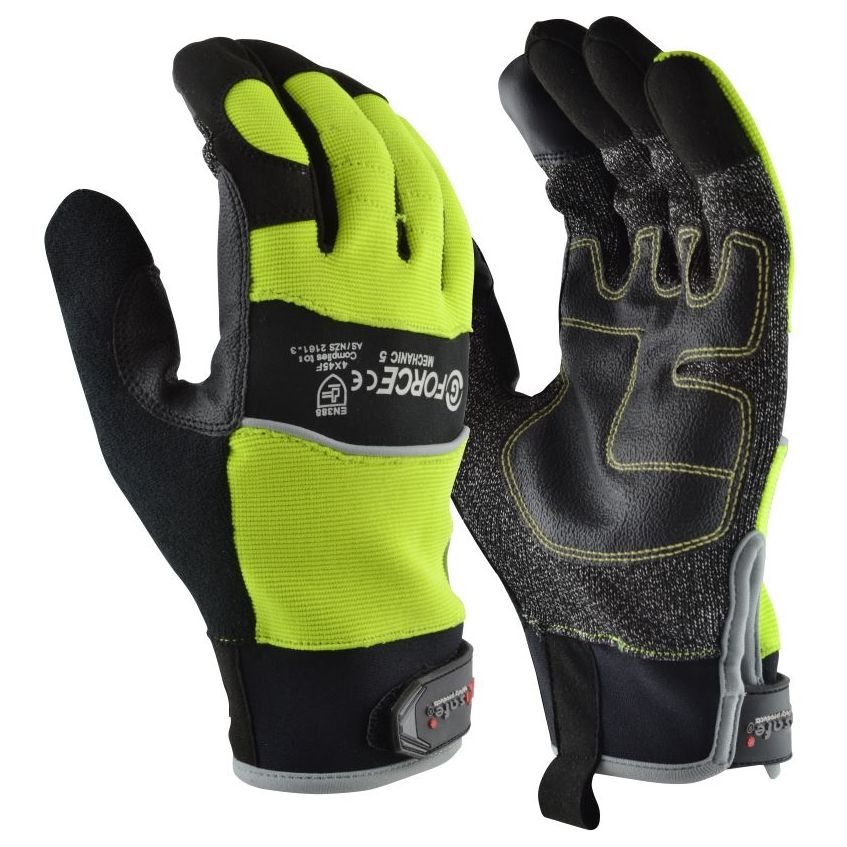 Maxisafe G-Froce Hi-Vis Cut 5 Mechanics Glove (Carton of 120pcs) (GMC225) - Ace Workwear