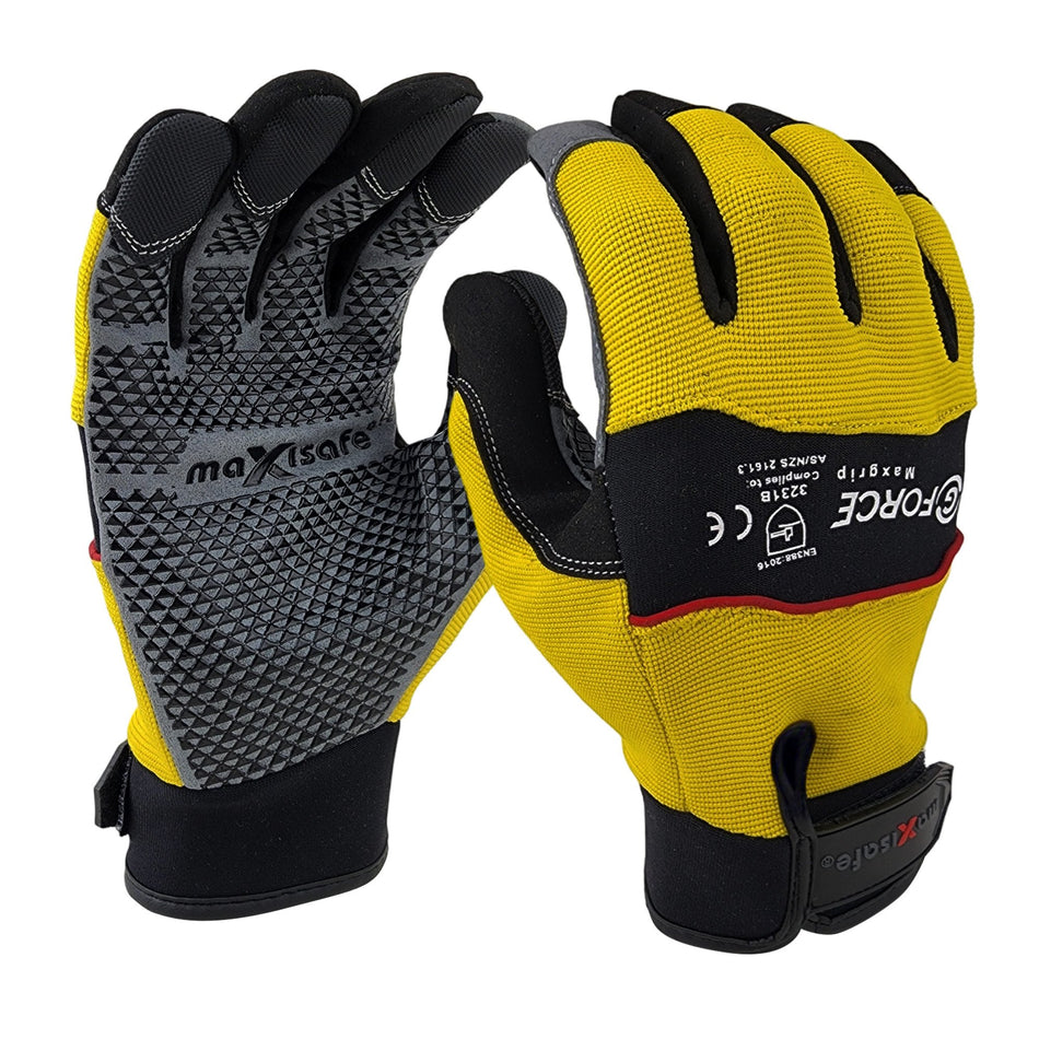 Maxisafe G-Force MaxGrip' Mechanics Glove With Silicone Grip (Carton of 120) (GMS273) - Ace Workwear