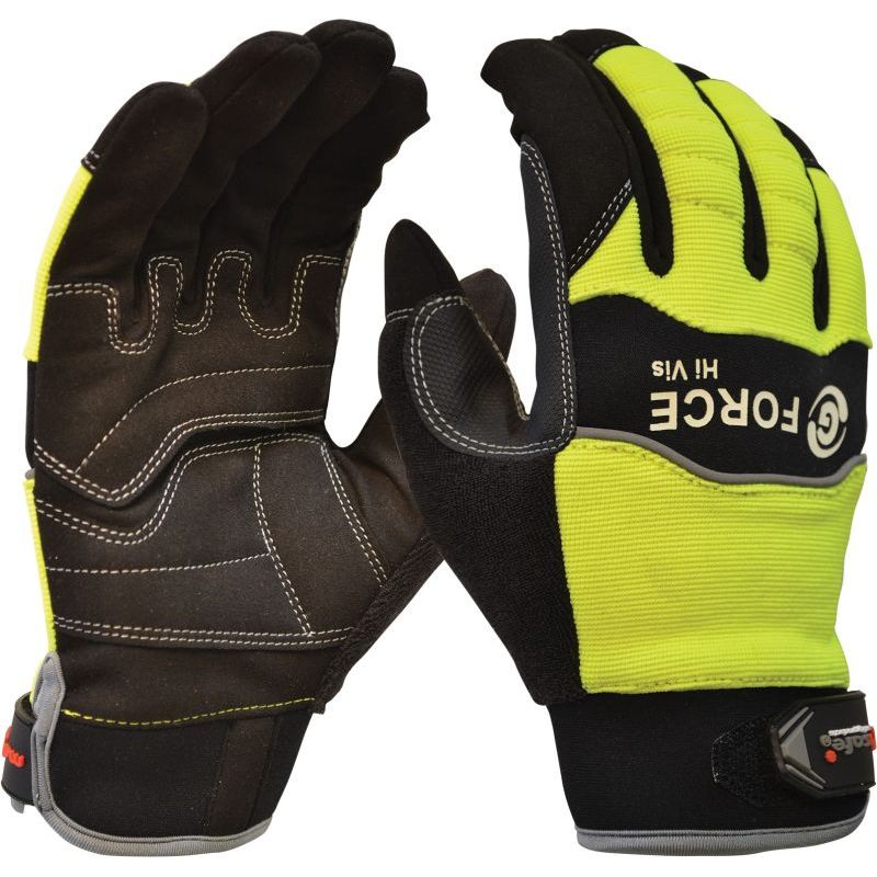 Maxisafe G-Force Hi-Vis Mechanics Glove, Full Finger (Carton of 120) (GMY277) - Ace Workwear