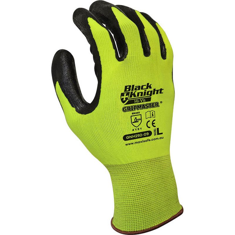 Maxisafe Black Knight Gripmaster Hi-Vis Glove (Carton of 120) (GNH292) - Ace Workwear