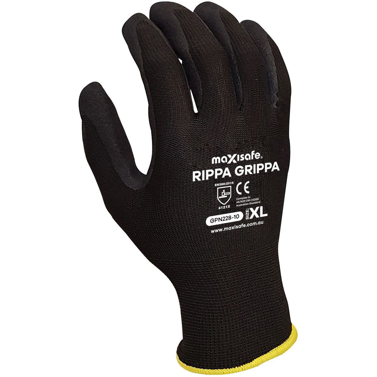 Maxisafe 'Rippa Grippa' Black Nitrile Coated Synthetic Glove (Carton of 120 Pairs) (GPN228) - Ace Workwear