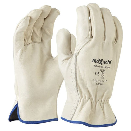 Maxisafe Premium Full Grain Leather Riggers Glove (Carton of 120) (GRP141) - Ace Workwear