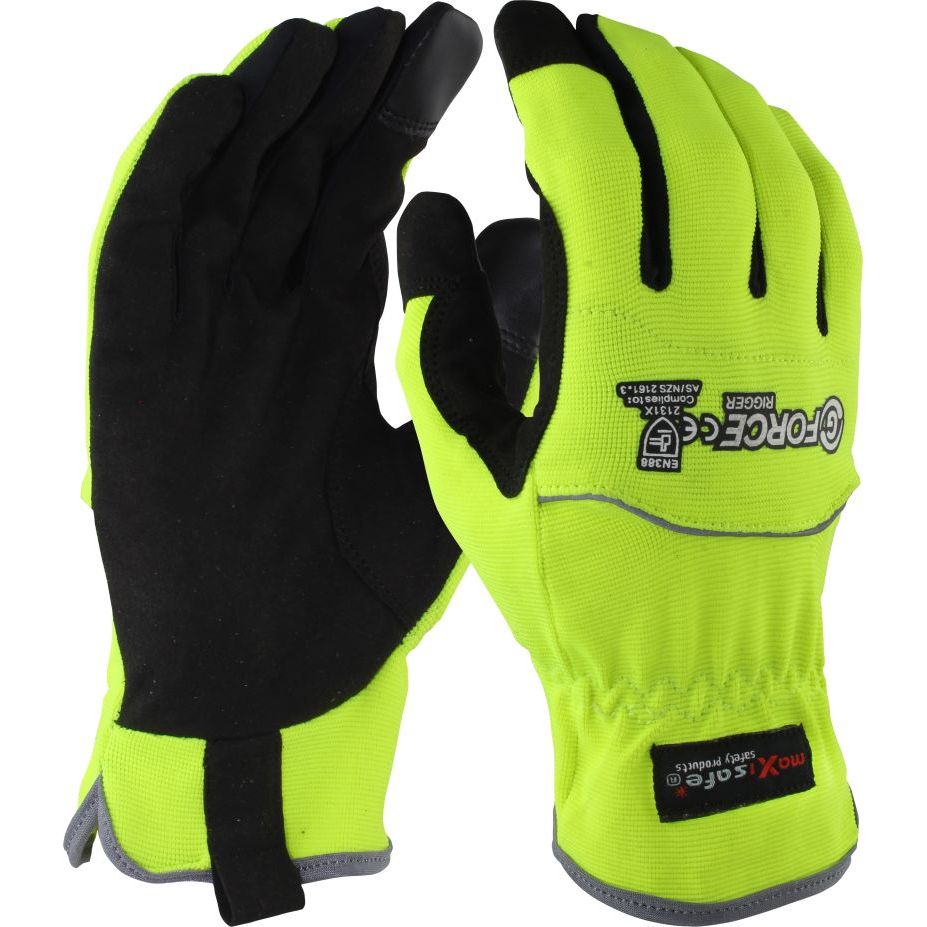 Maxisafe G-Force Hivis Synthetic Riggers Glove (Carton of 120 Pairs) (GRS255) - Ace Workwear