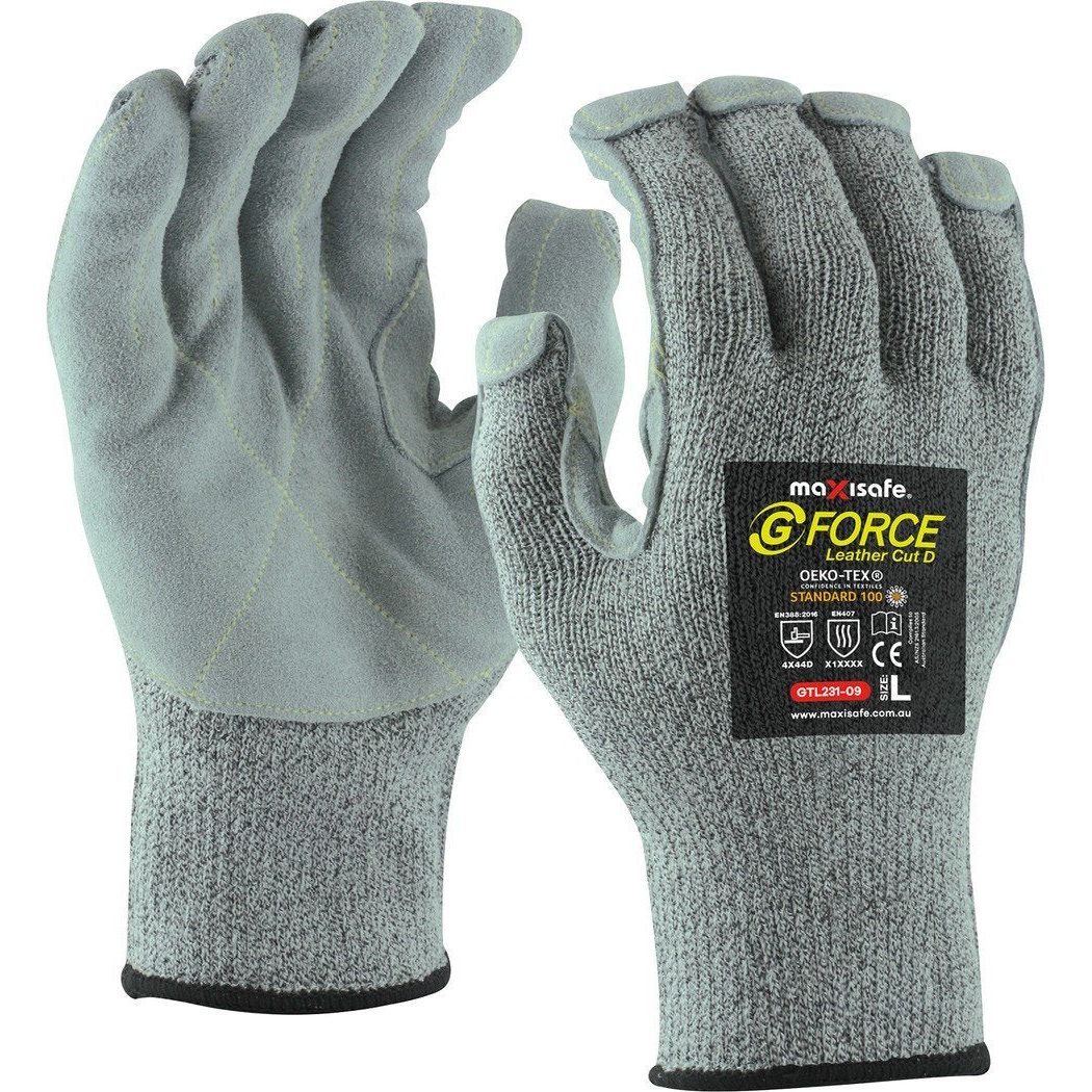 Maxisafe G-Force Cut D Glove With Leather Palm (Pack of 12 Pairs) (GTL231) - Ace Workwear