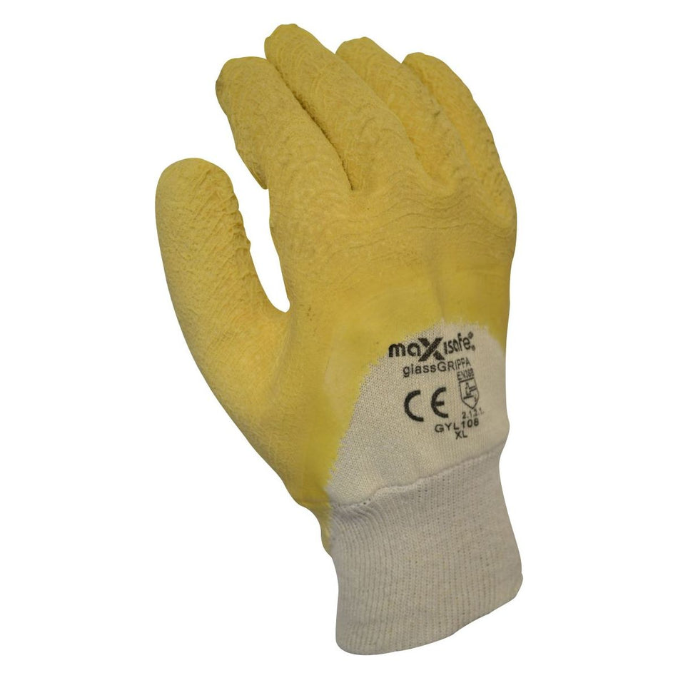 Maxisafe Premium Yellow Latex Coated Gripper Glove (Carton of 120 Pairs) (GYL108) - Ace Workwear