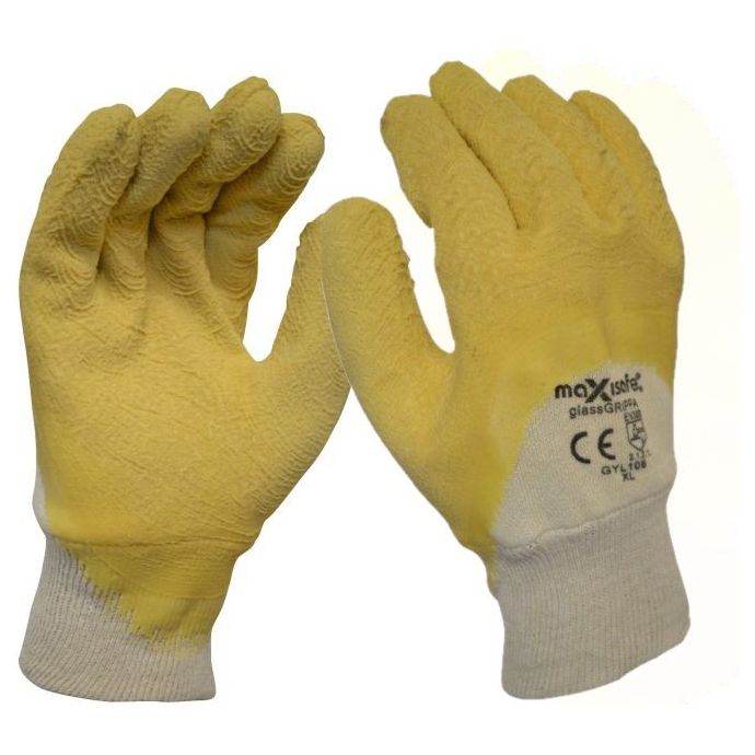 Maxisafe Premium Yellow Latex Coated Gripper Glove (Carton of 120 Pairs) (GYL108) - Ace Workwear