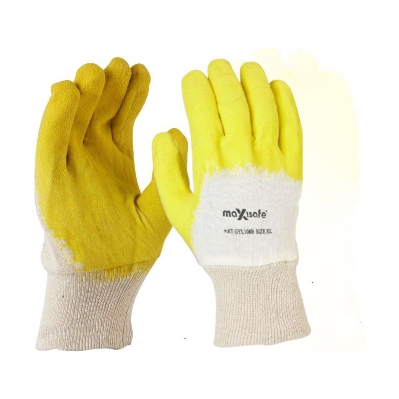 Maxisafe Economy Yellow Latex Glass Gripper Glove (Carton of 120 Pairs) (GYL108e) - Ace Workwear