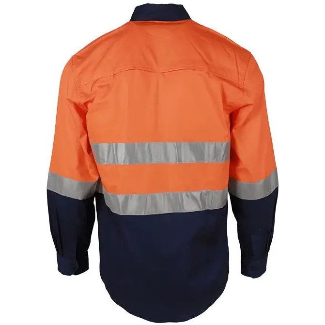 Tradesman Hi Vis Cotton Drill Long Sleeve Shirt With Reflective Tape (C93) - Ace Workwear