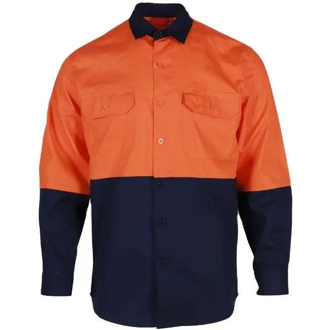 Tradesman Hi Vis Cotton Drill Long Sleeve Shirt (C83) - Ace Workwear