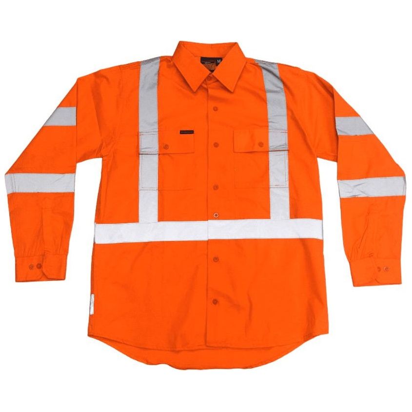 Tradesman Hi Vis Long Sleeve NSW Rail Shirt With X-Back Reflective Tape (RC93) - Ace Workwear