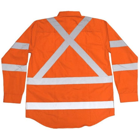 Tradesman Hi Vis Long Sleeve NSW Rail Shirt With X-Back Reflective Tape (RC93) - Ace Workwear