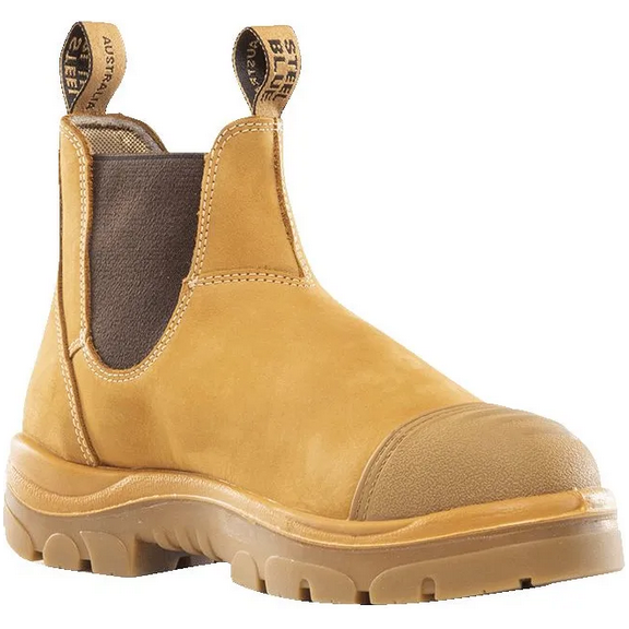 Steel Blue Wheat Hobart Slip On Steel Cap Safety Boot With Scuff Cap (312601)