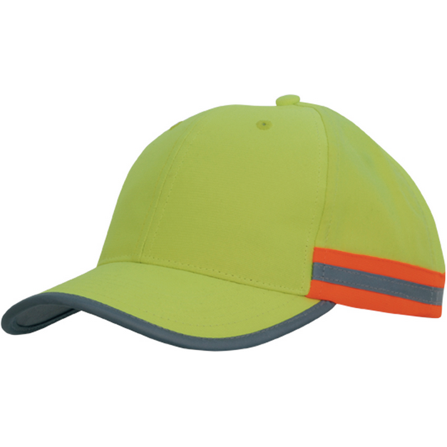 Hi Vis 6 Panel Cap With Reflective Tape (Pack of 25) (3030)