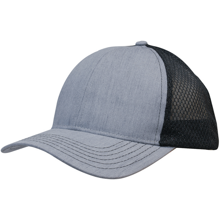 Light Brushed Poly Cotton Marle Cap With Honeycomb Mesh Back - Pack of 25 (3971) - Ace Workwear