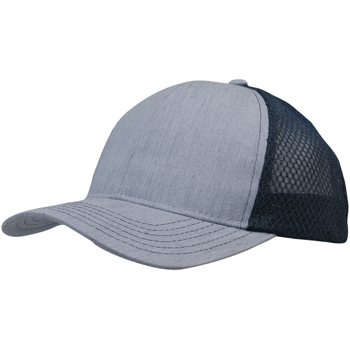 Light Brushed Poly Cotton Marle Cap With Honeycomb Mesh Back - Pack of 25 (3971) - Ace Workwear