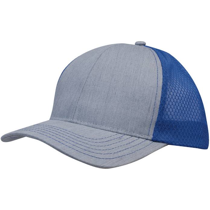 Light Brushed Poly Cotton Marle Cap With Honeycomb Mesh Back - Pack of 25 (3971) - Ace Workwear