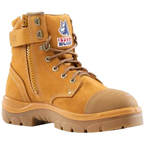 Steel Blue Wheat Argyle Zip Sided Lace Up Steel Toe Safety Boot With Scuff Cap (312652)