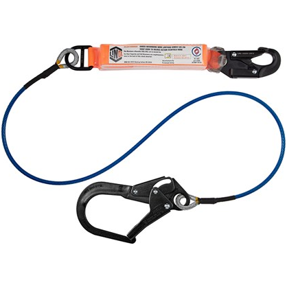 LINQ Elite Single Leg Shock Absorbing 2M Wire Rope Lanyard with Hardware SN & SD (WLSA1SNSDSR)