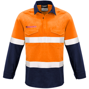 Syzmik Mens Hi Vis FR Closed Front Hooped Taped Spliced Shirt (ZW133) (Clearance) - Ace Workwear