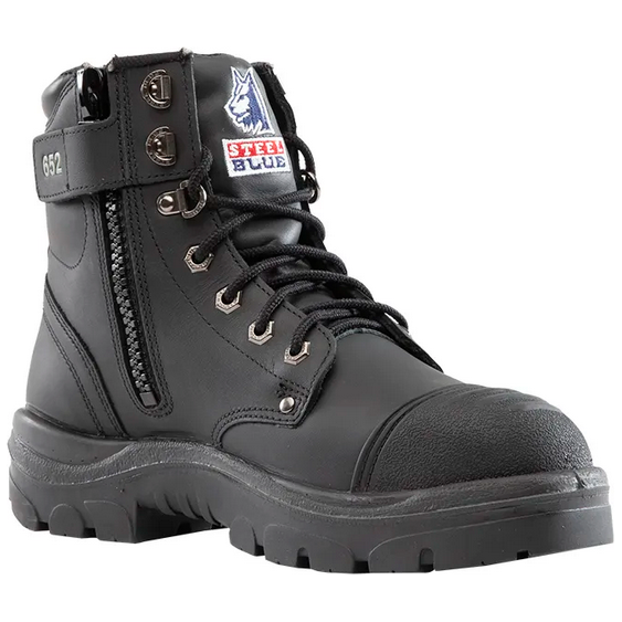 Steel Blue Black Argyle Zip Sided Lace Up Steel Toe Safety Boot With Scuff Cap (312652)