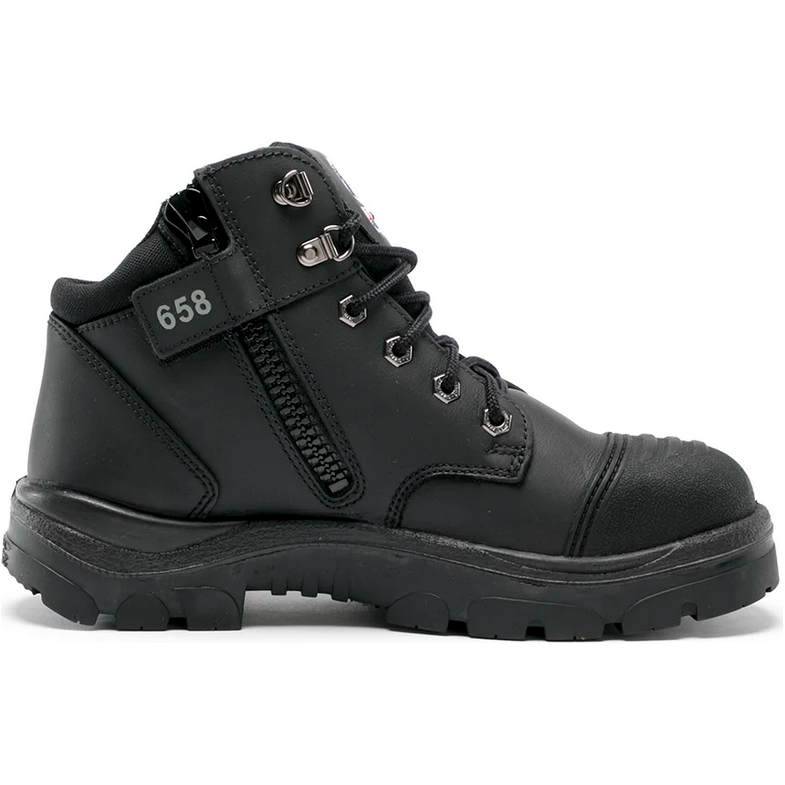 Steel Blue Black Parkes Zip Sided Lace Up Steel Cap Safety Boot With Scuff Cap (312658)